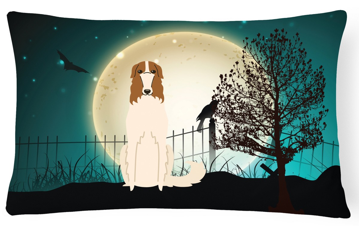 Halloween Scary Borzoi Canvas Fabric Decorative Pillow