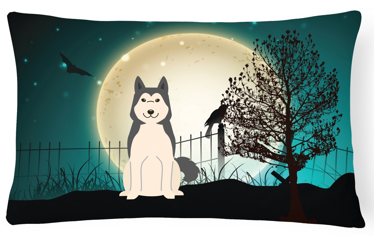 Halloween Scary West Siberian Laika Spitz Canvas Fabric Decorative Pillow