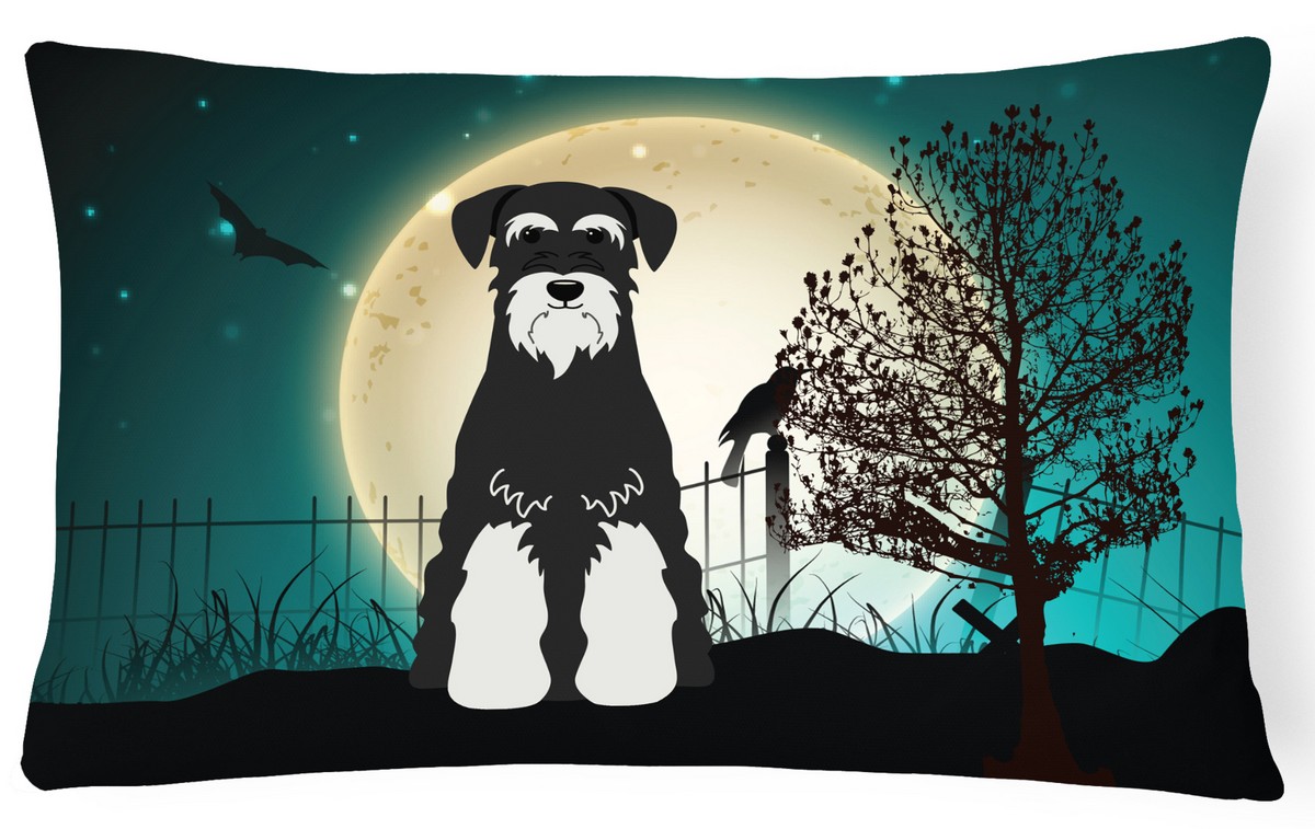 Halloween Scary Standard Schnauzer Salt & Pepper Canvas Fabric Decorative Pillow
