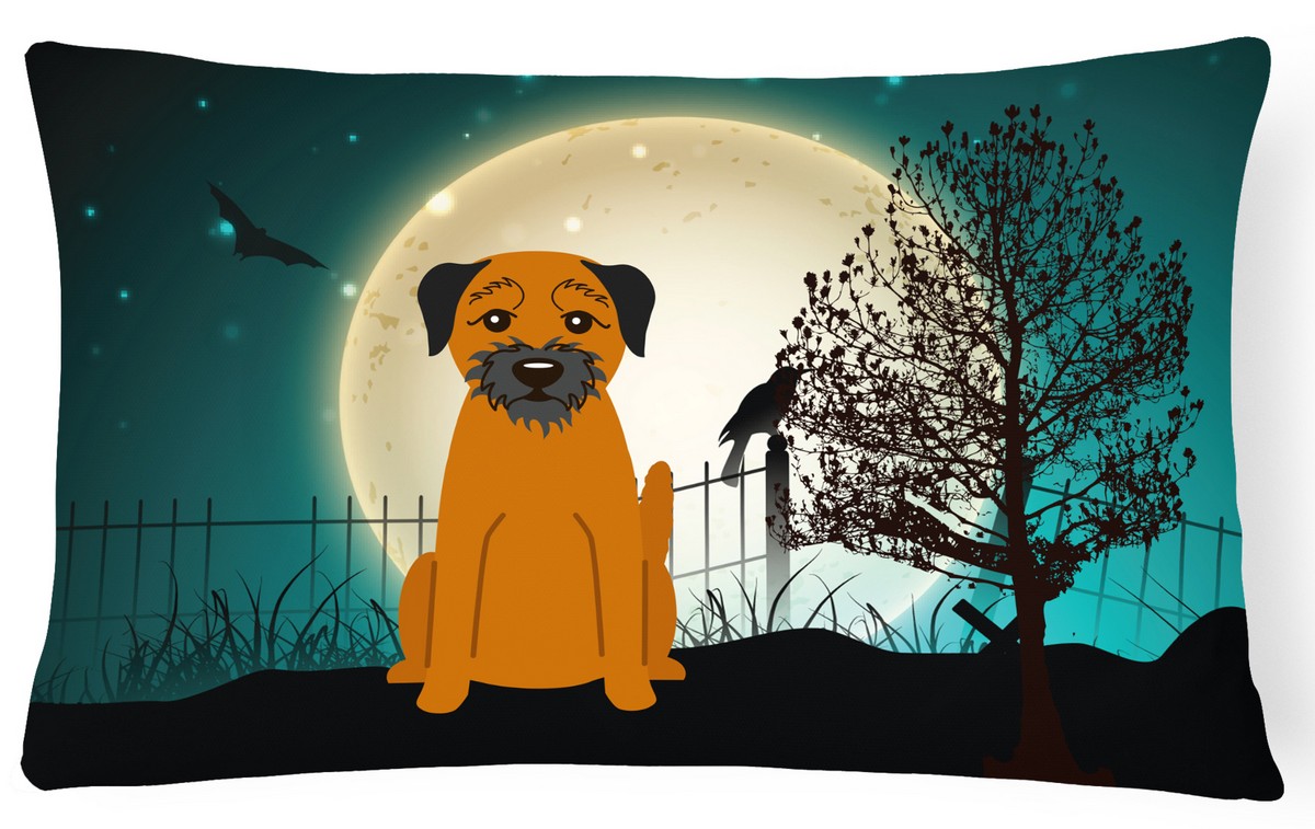 Halloween Scary Border Terrier Canvas Fabric Decorative Pillow