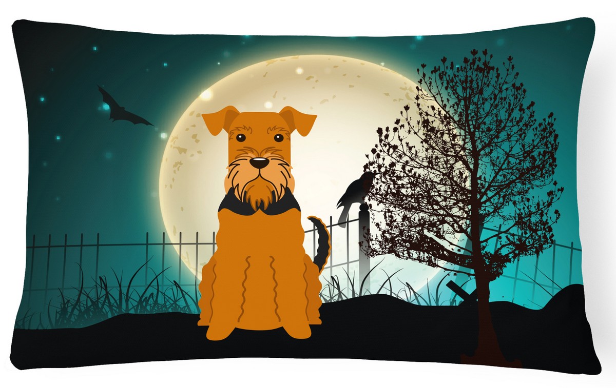 Halloween Scary Airedale Canvas Fabric Decorative Pillow