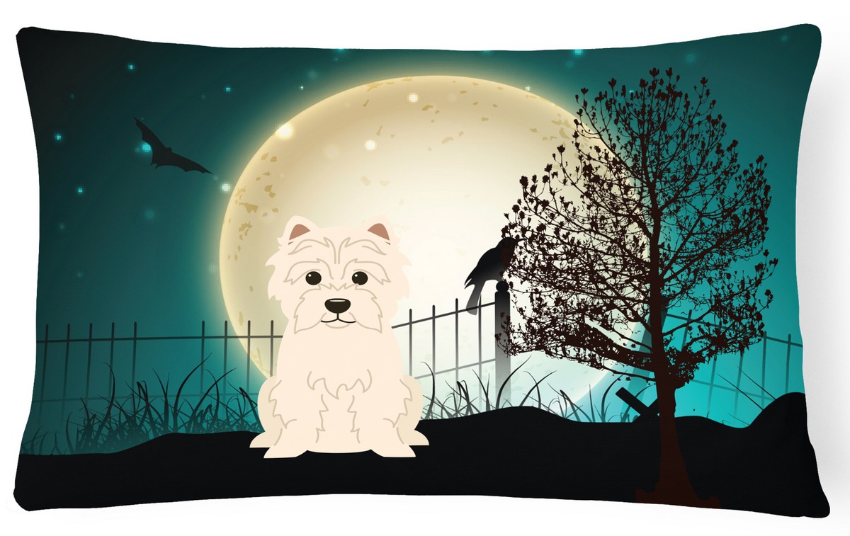 Halloween Scary Westie Canvas Fabric Decorative Pillow