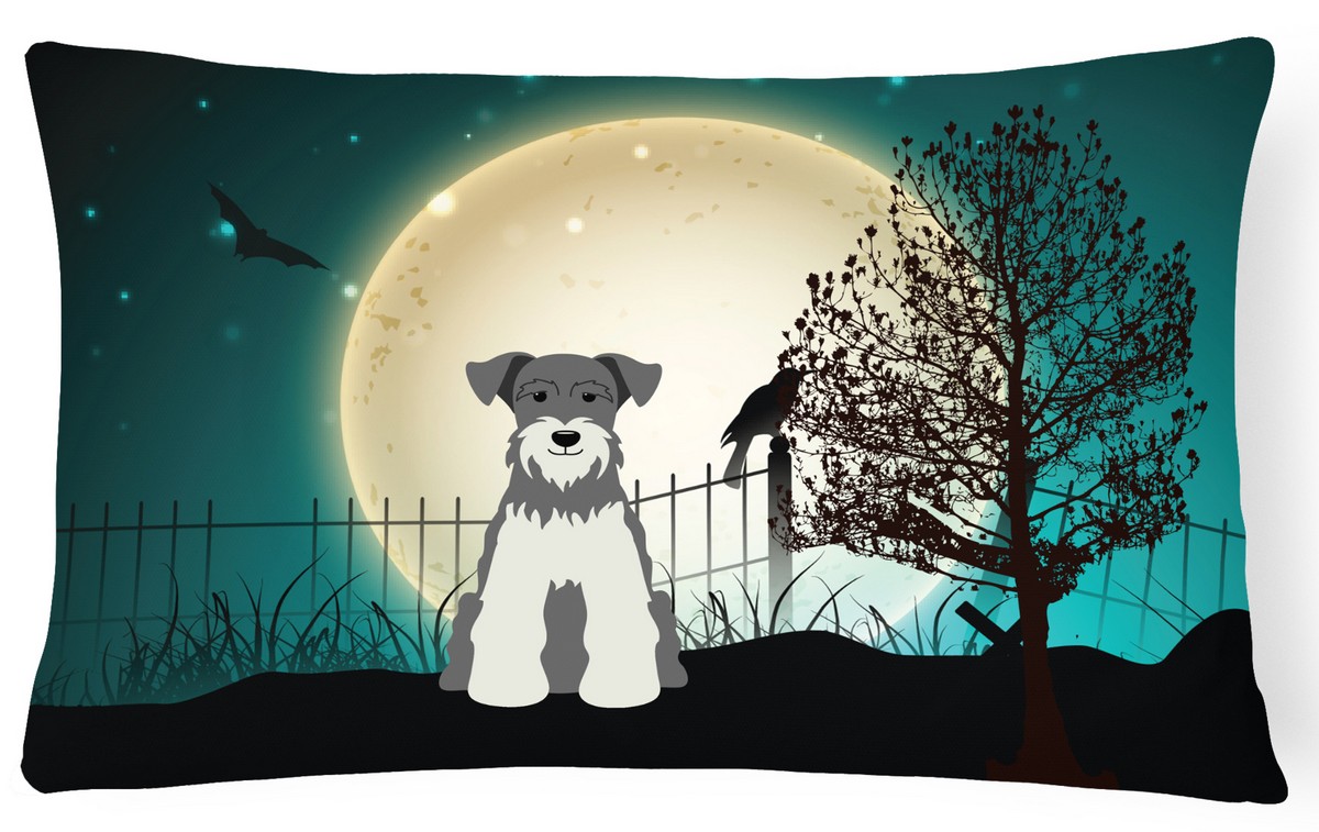 Halloween Scary Miniature Schanuzer Salt & Pepper Canvas Fabric Decorative Pillow