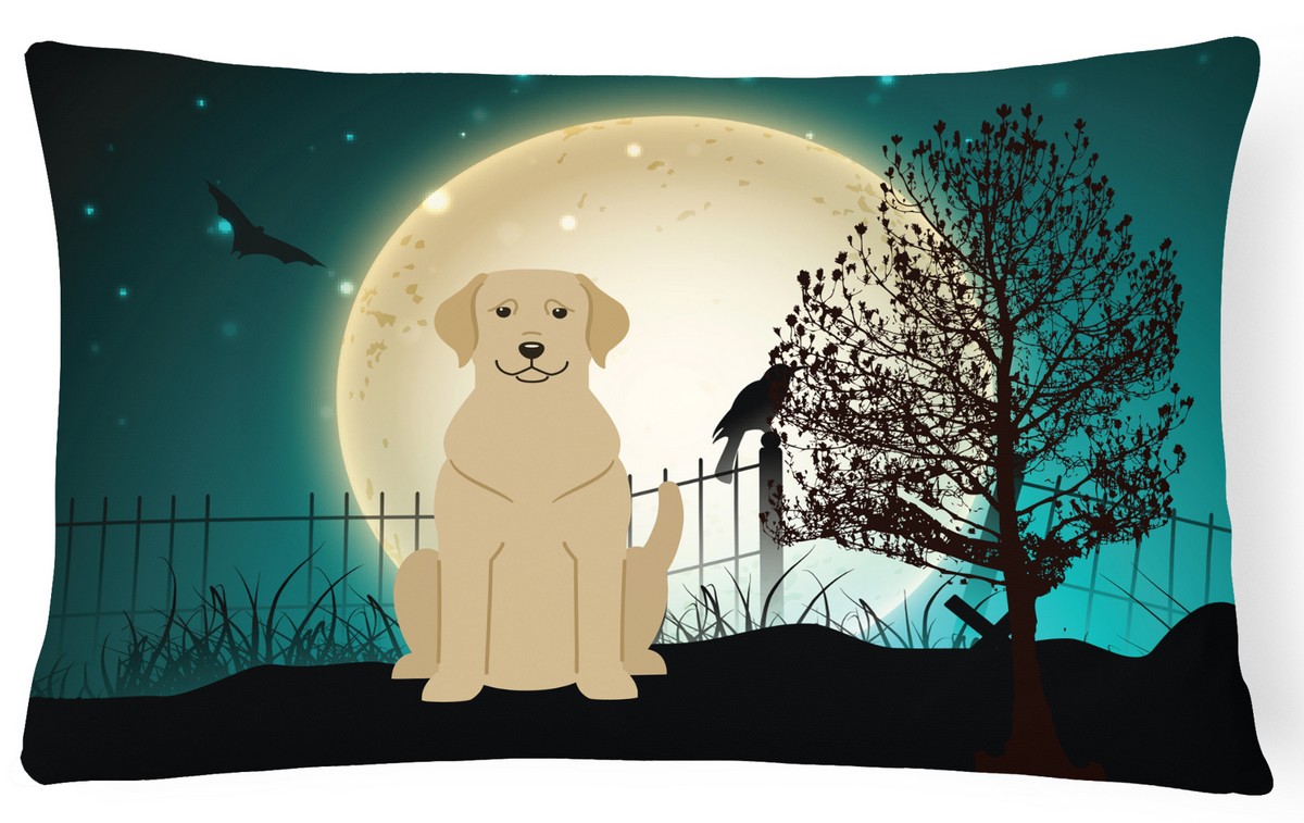 Halloween Scary Yellow Labrador Canvas Fabric Decorative Pillow