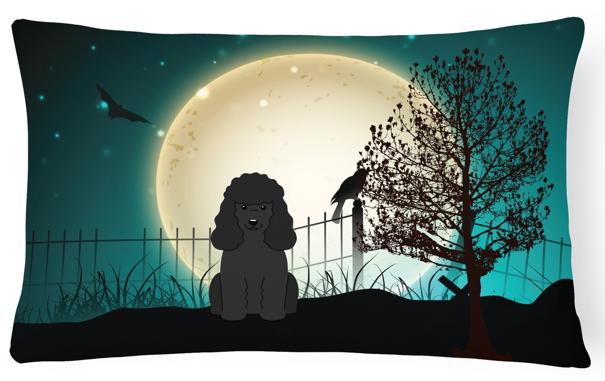 Halloween Scary Poodle Black Canvas Fabric Decorative Pillow
