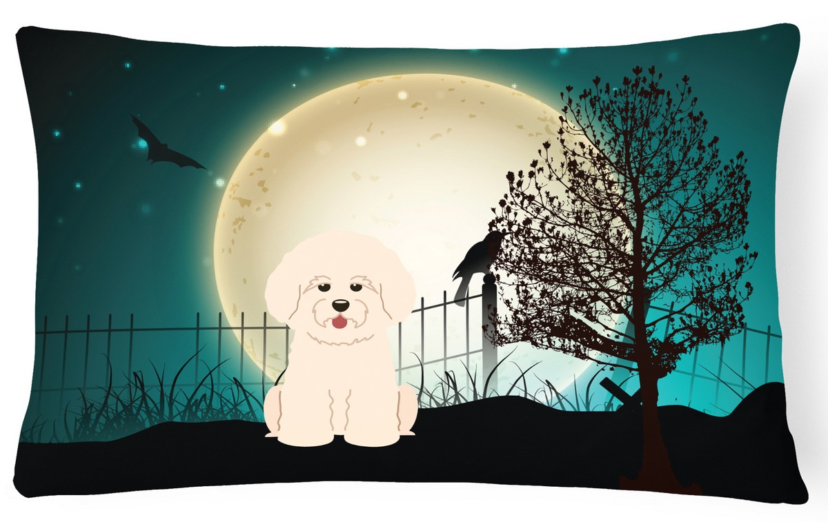 Halloween Scary Bichon Frise Canvas Fabric Decorative Pillow