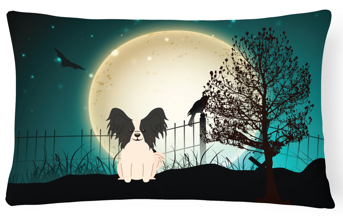 Halloween Scary Papillon Black & White Canvas Fabric Decorative Pillow