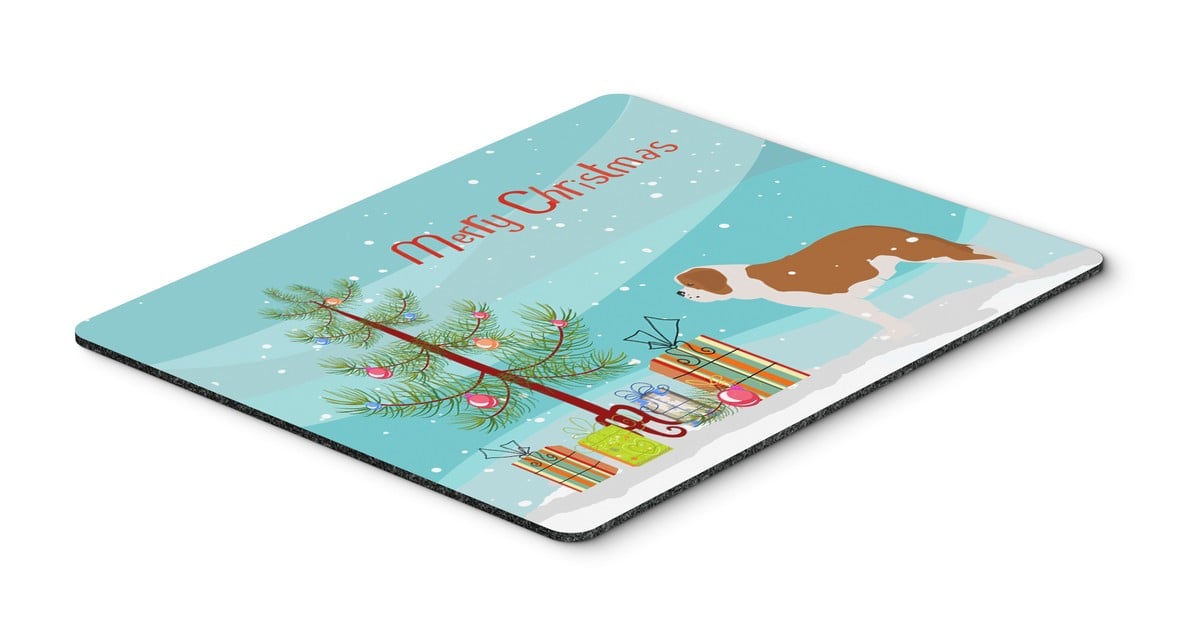 BB2994MP Saint Bernard Merry Christmas Tree Mouse Pad, Hot Pad or Trivet