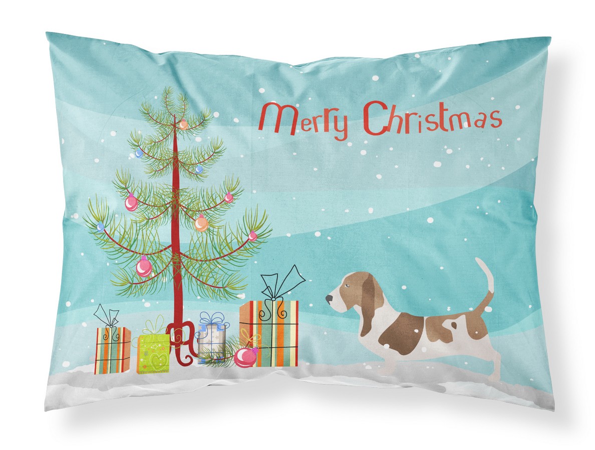 Basset Hound Merry Christmas Tree Fabric Standard Pillowcase