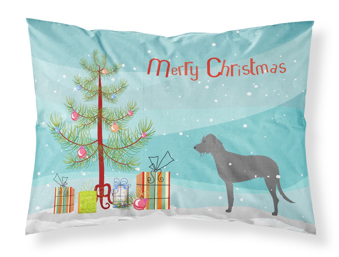 Irish Wolfhound Merry Christmas Tree Fabric Standard Pillowcase
