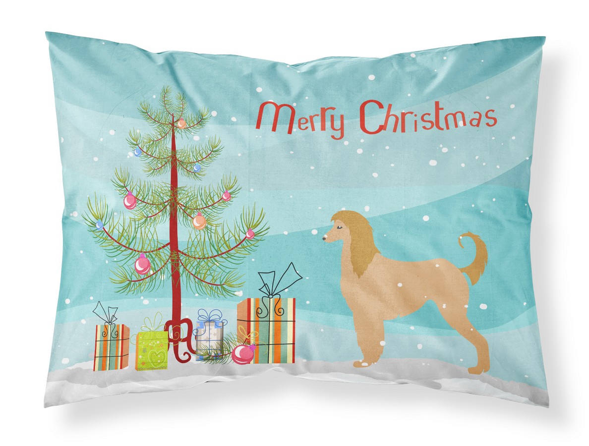 Afghan Hound Merry Christmas Tree Fabric Standard Pillowcase