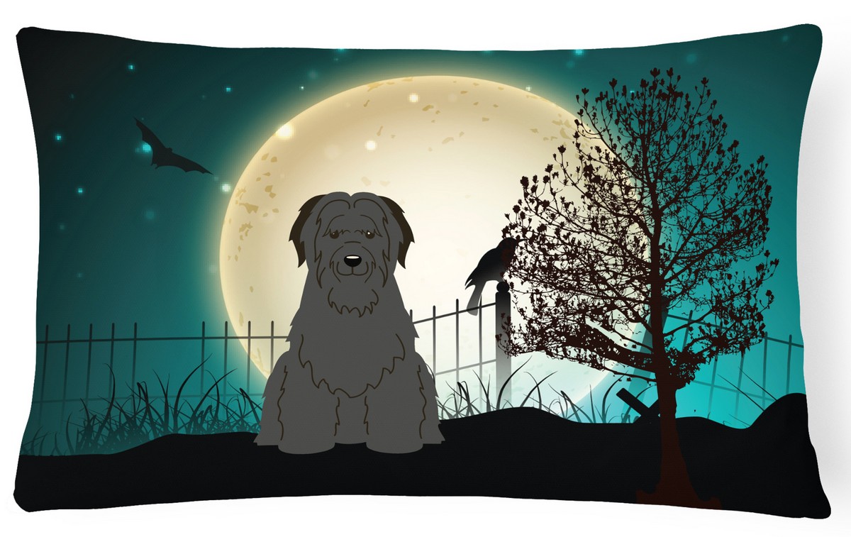 Halloween Scary Briard Black Canvas Fabric Decorative Pillow