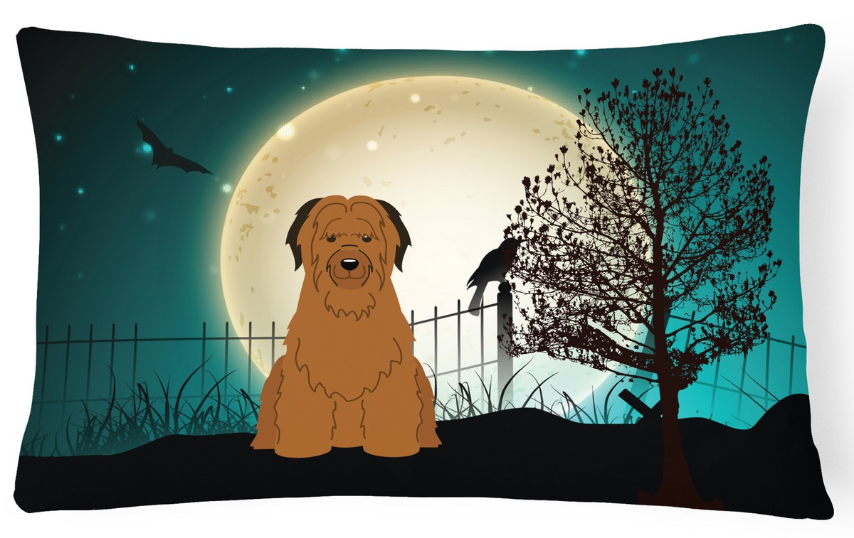 Halloween Scary Briard Brown Canvas Fabric Decorative Pillow