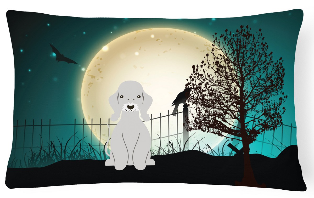 Halloween Scary Bedlington Terrier Blue Canvas Fabric Decorative Pillow