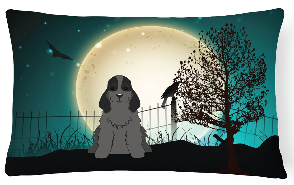 Halloween Scary Cocker Spaniel Black Canvas Fabric Decorative Pillow