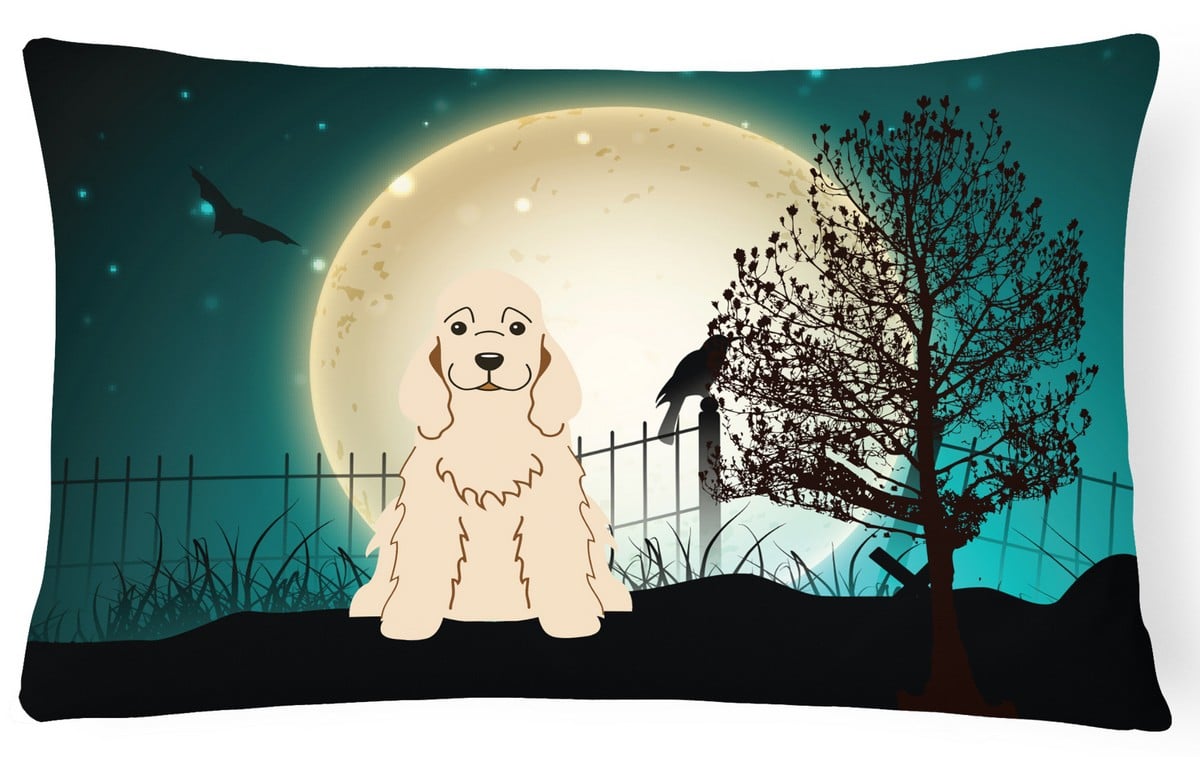 Halloween Scary Cocker Spaniel Buff Canvas Fabric Decorative Pillow