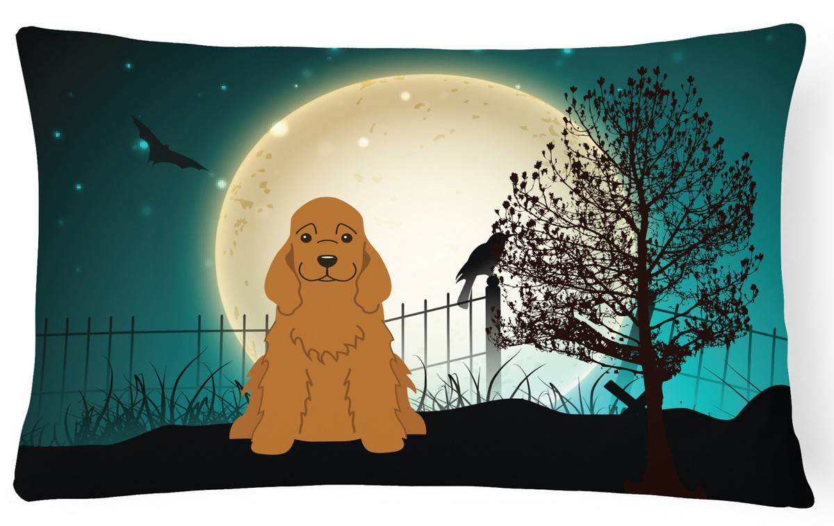 Halloween Scary Cocker Spaniel Red Canvas Fabric Decorative Pillow