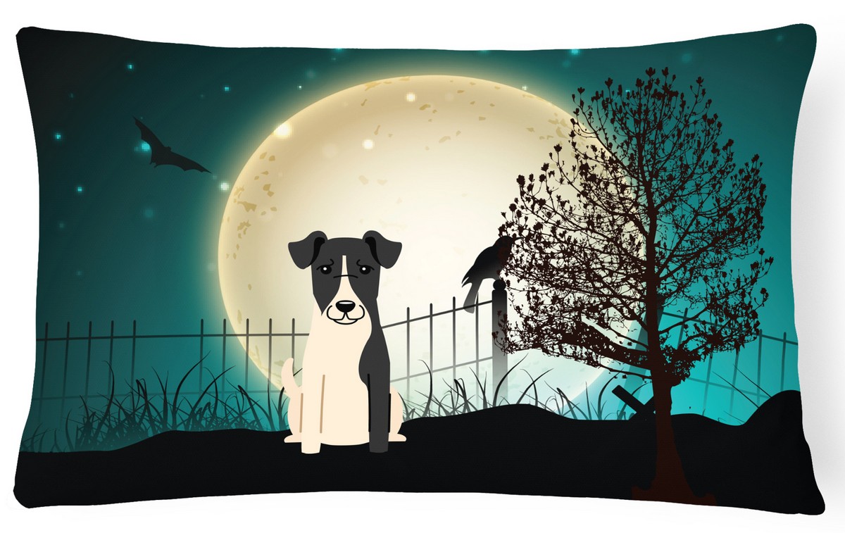 Halloween Scary Smooth Fox Terrier Canvas Fabric Decorative Pillow