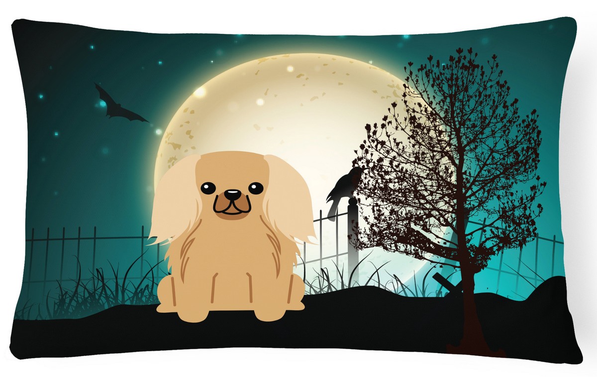 Halloween Scary Pekingnese Fawn Sable Canvas Fabric Decorative Pillow