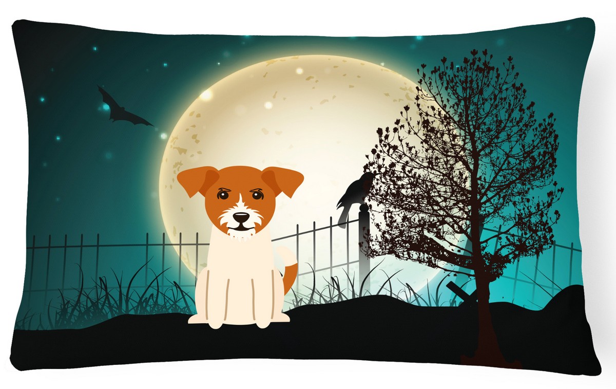Halloween Scary Jack Russell Terrier Canvas Fabric Decorative Pillow