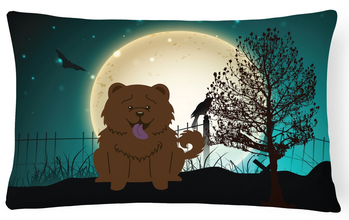 Halloween Scary Chow Chow Chocolate Canvas Fabric Decorative Pillow