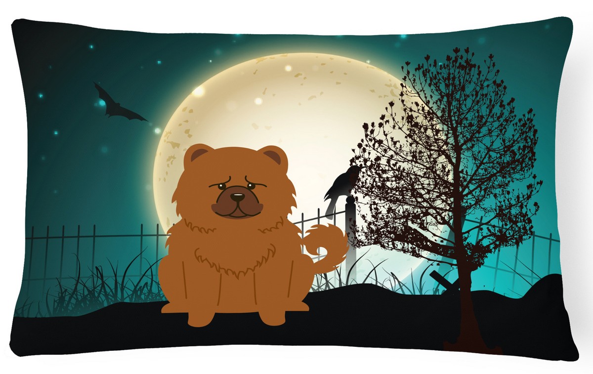 Halloween Scary Chow Chow Red Canvas Fabric Decorative Pillow