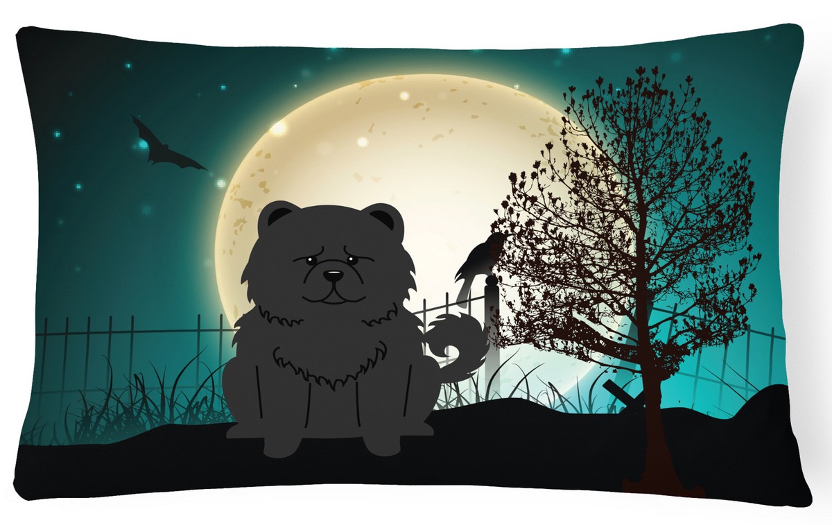 Halloween Scary Chow Chow Black Canvas Fabric Decorative Pillow