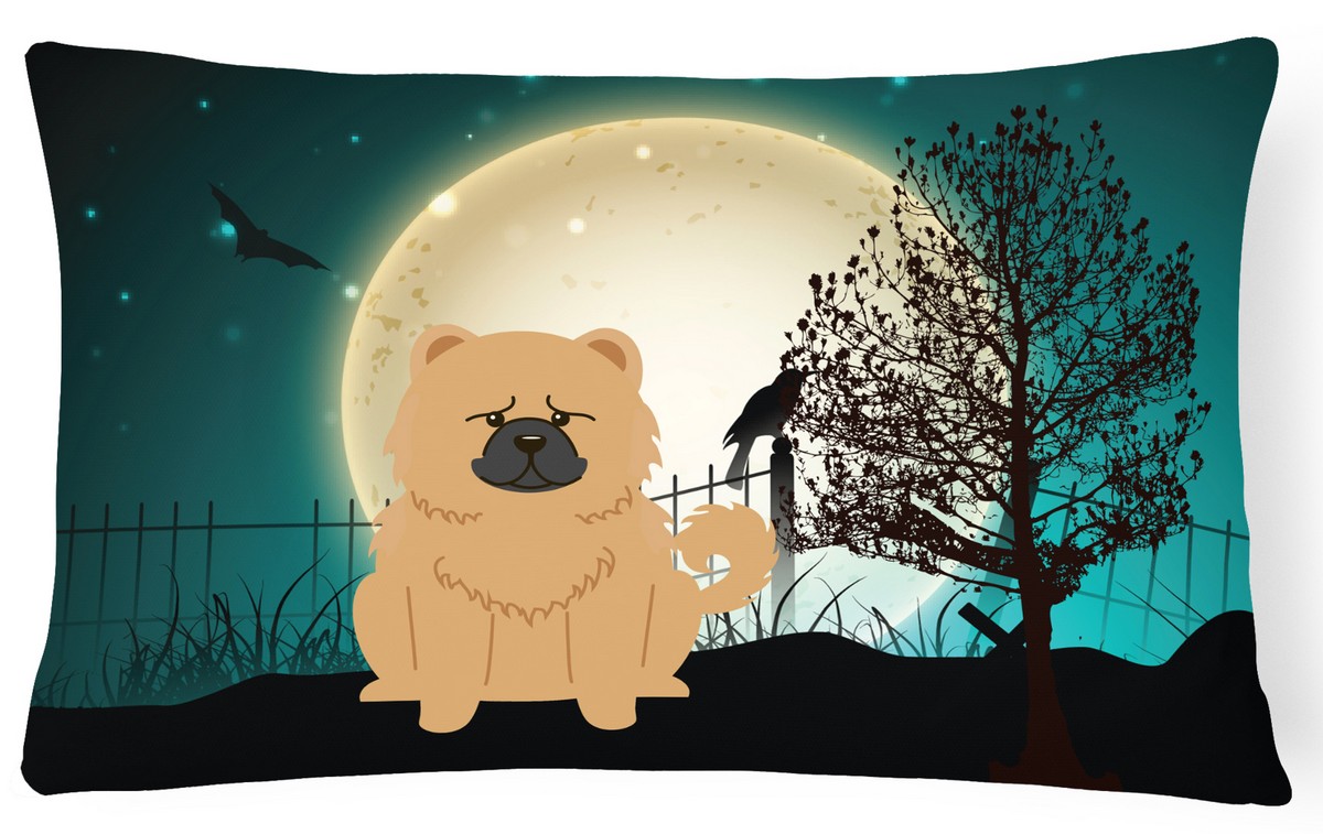 Halloween Scary Chow Chow Cream Canvas Fabric Decorative Pillow