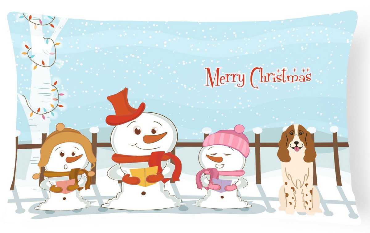 Merry Christmas Carolers Russian Spaniel Canvas Fabric Decorative Pillow