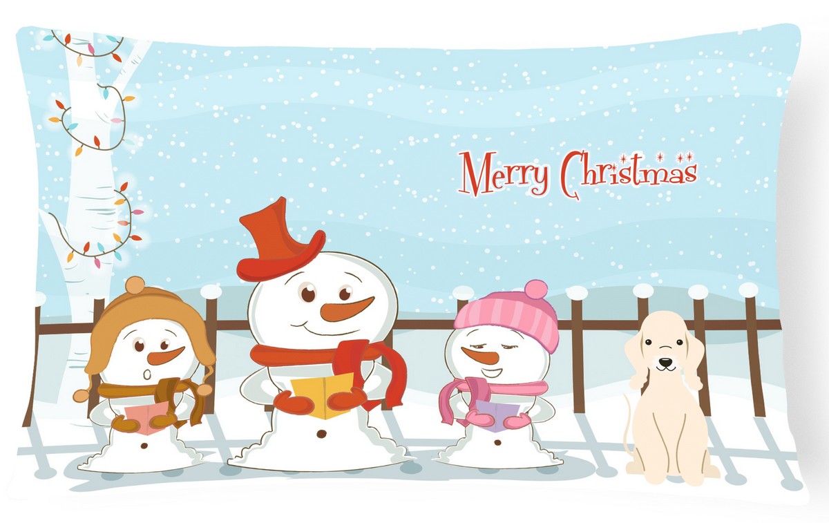 Merry Christmas Carolers Bedlington Terrier Sandy Canvas Fabric Decorative Pillow