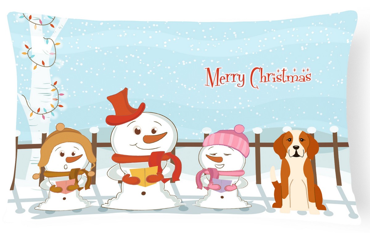 Merry Christmas Carolers English Foxhound Canvas Fabric Decorative Pillow