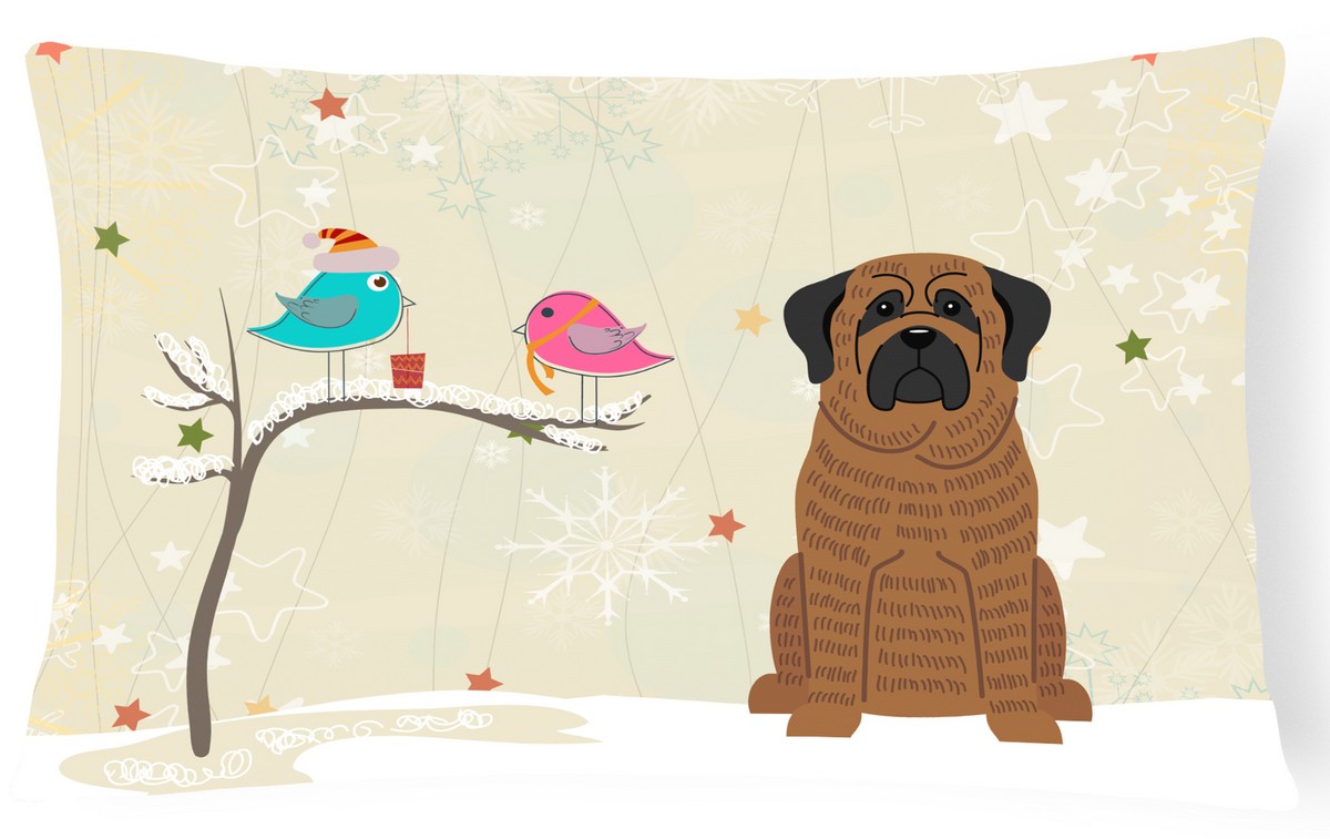Christmas Presents Between Friends Mastiff Brindle Canvas Fabric Decorative Pillow