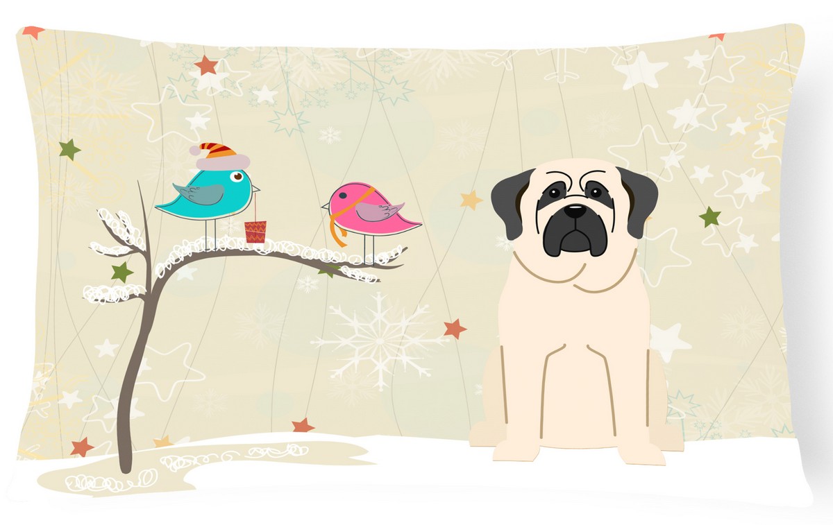 Christmas Presents Between Friends Mastiff White Canvas Fabric Decorative Pillow