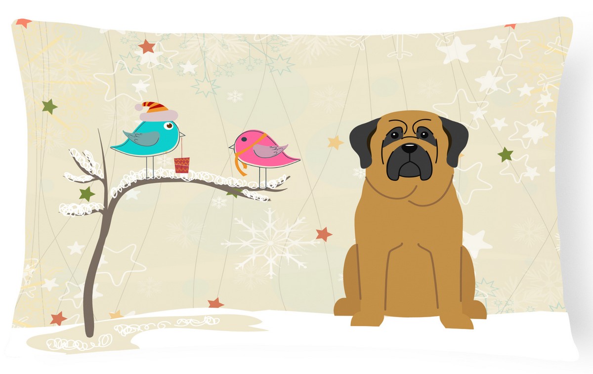 Christmas Presents Between Friends Mastiff Canvas Fabric Decorative Pillow