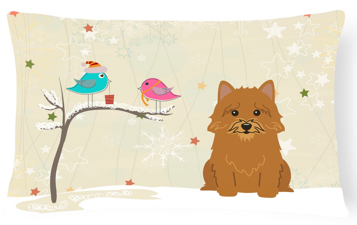 Christmas Presents Between Friends Norwich Terrier Canvas Fabric Decorative Pillow