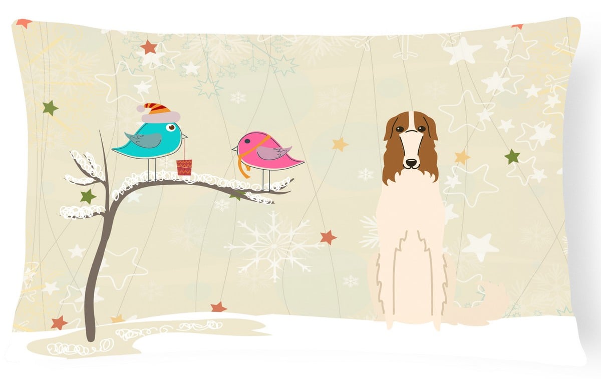 Christmas Presents Between Friends Borzoi Canvas Fabric Decorative Pillow