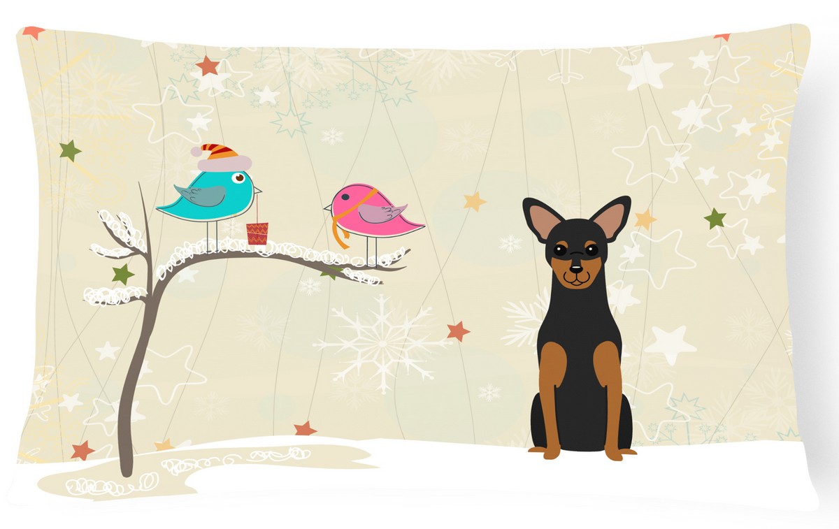 Christmas Presents Between Friends Manchester Terrier Canvas Fabric Decorative Pillow