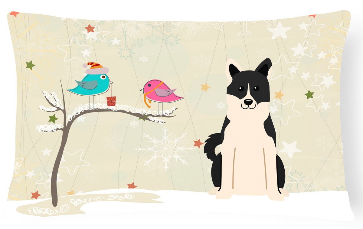 Christmas Presents Between Friends Russo-European Laika Spitz Canvas Fabric Decorative Pillow