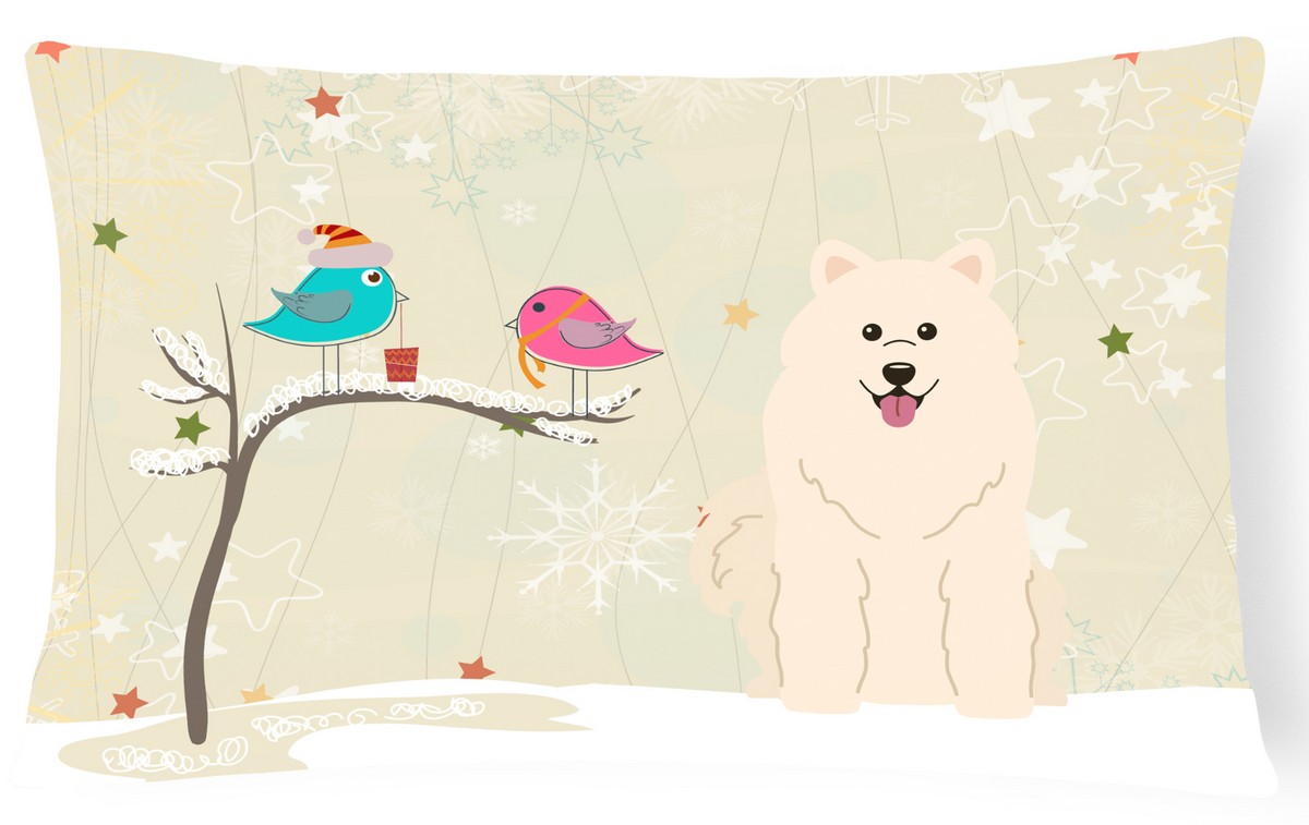 Christmas Presents Between Friends Samoyed Canvas Fabric Decorative Pillow