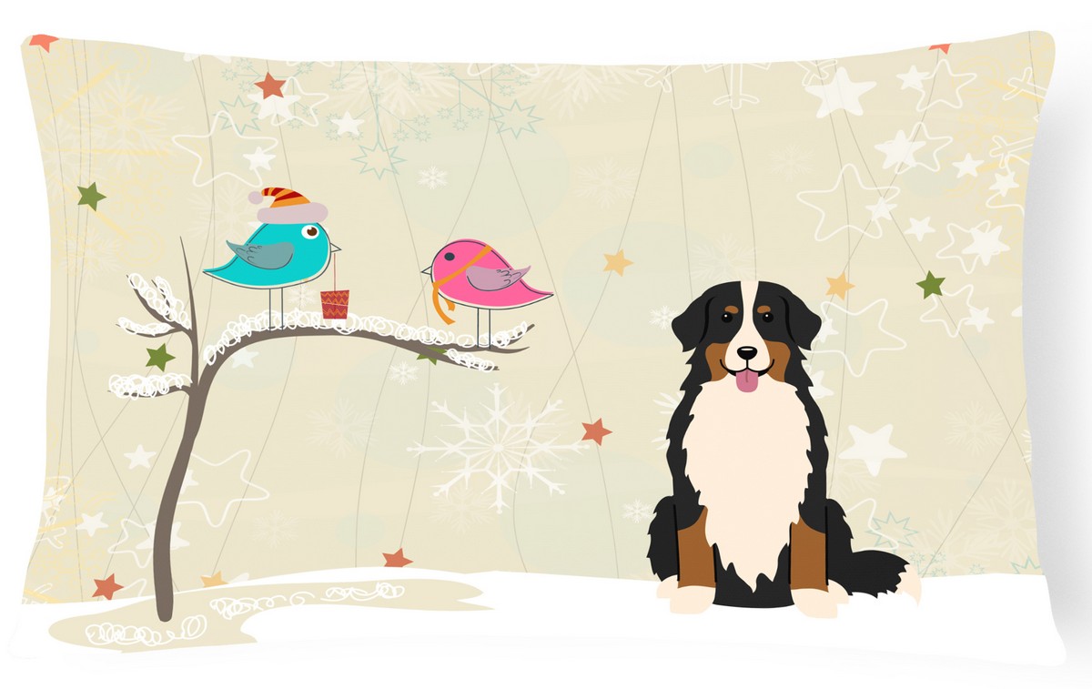 Christmas Presents Between Friends Bernese Mountain Dog Canvas Fabric Decorative Pillow