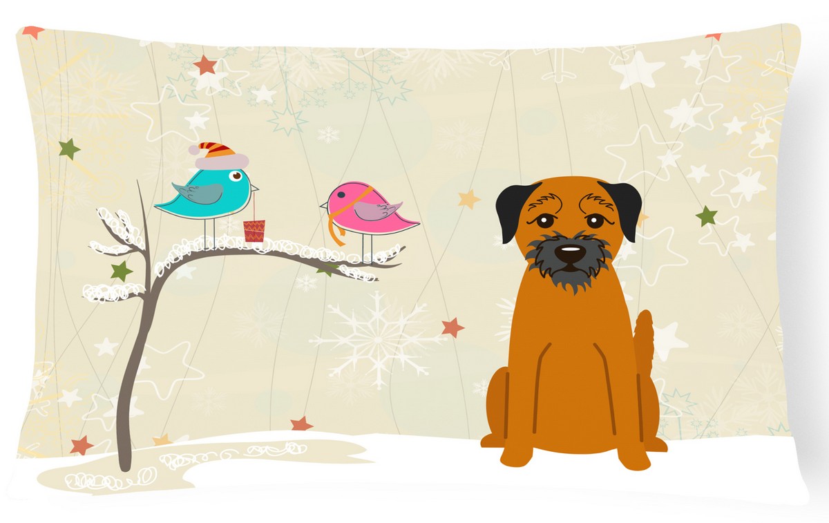 Christmas Presents Between Friends Border Terrier Canvas Fabric Decorative Pillow