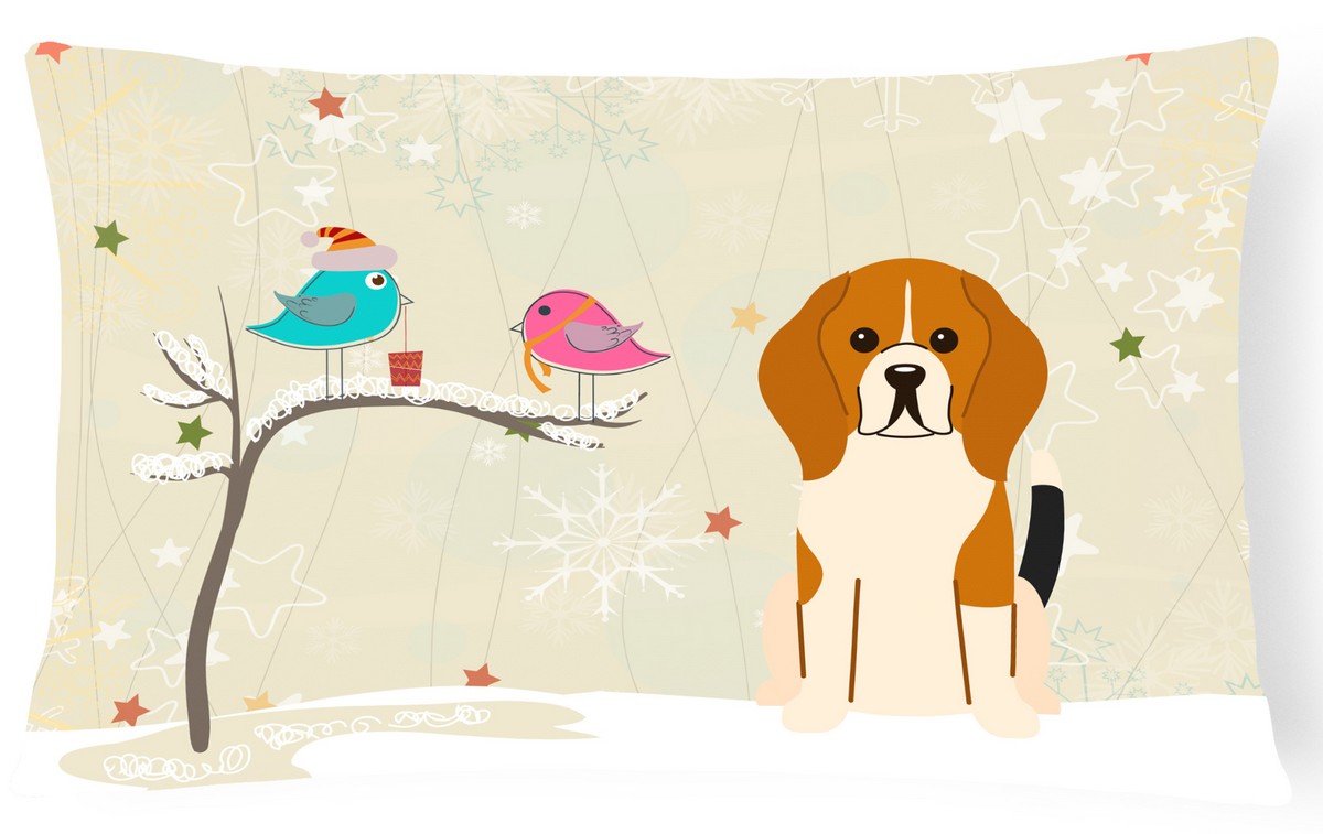 Christmas Presents Between Friends Beagle Tricolor Canvas Fabric Decorative Pillow