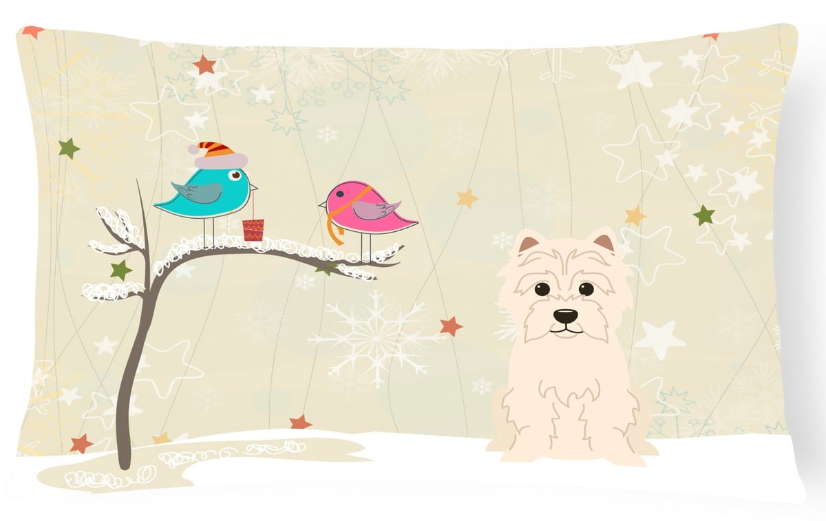 Christmas Presents Between Friends Westie Canvas Fabric Decorative Pillow