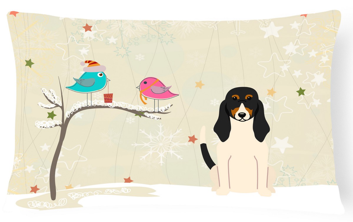 Christmas Presents Between Friends Swiss Hound Canvas Fabric Decorative Pillow