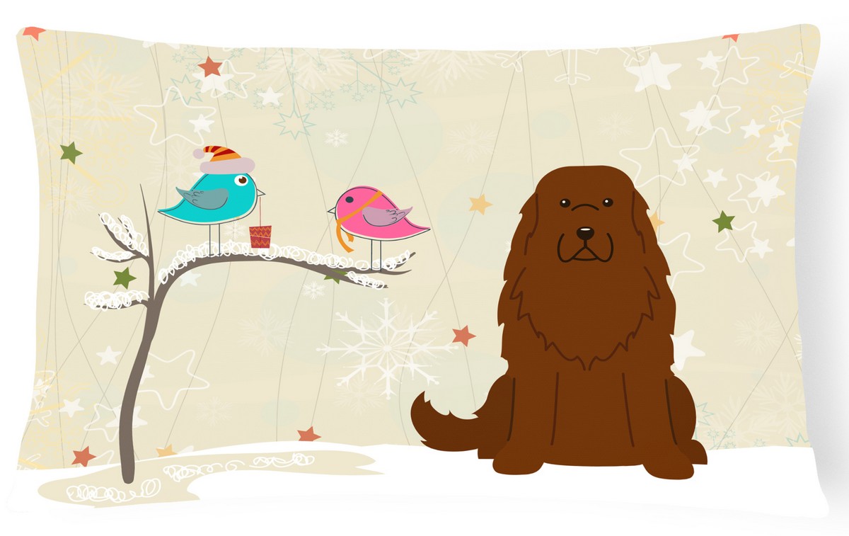 Christmas Presents Between Friends Caucasian Shepherd Dog Canvas Fabric Decorative Pillow