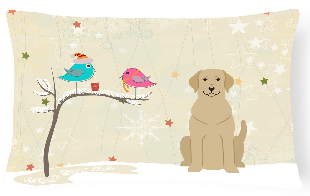 Christmas Presents Between Friends Yellow Labrador Canvas Fabric Decorative Pillow