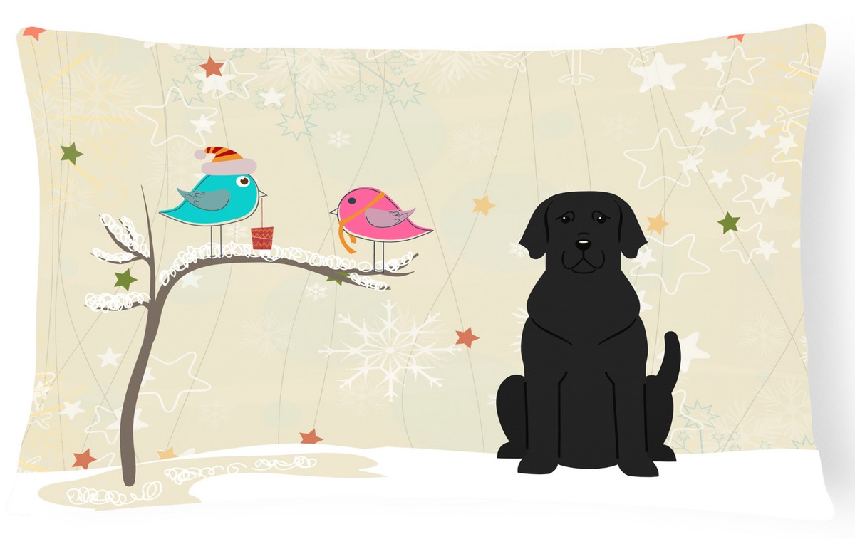 Christmas Presents Between Friends Black Labrador Canvas Fabric Decorative Pillow
