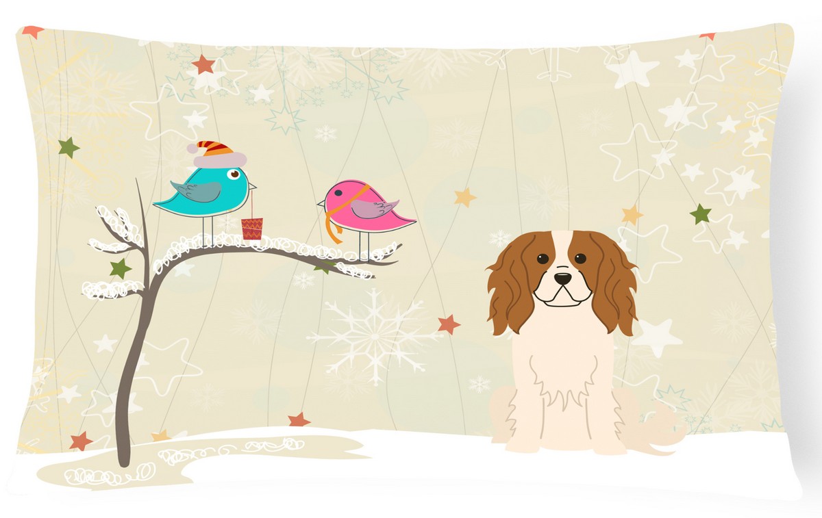 Christmas Presents Between Friends Cavalier Spaniel Canvas Fabric Decorative Pillow