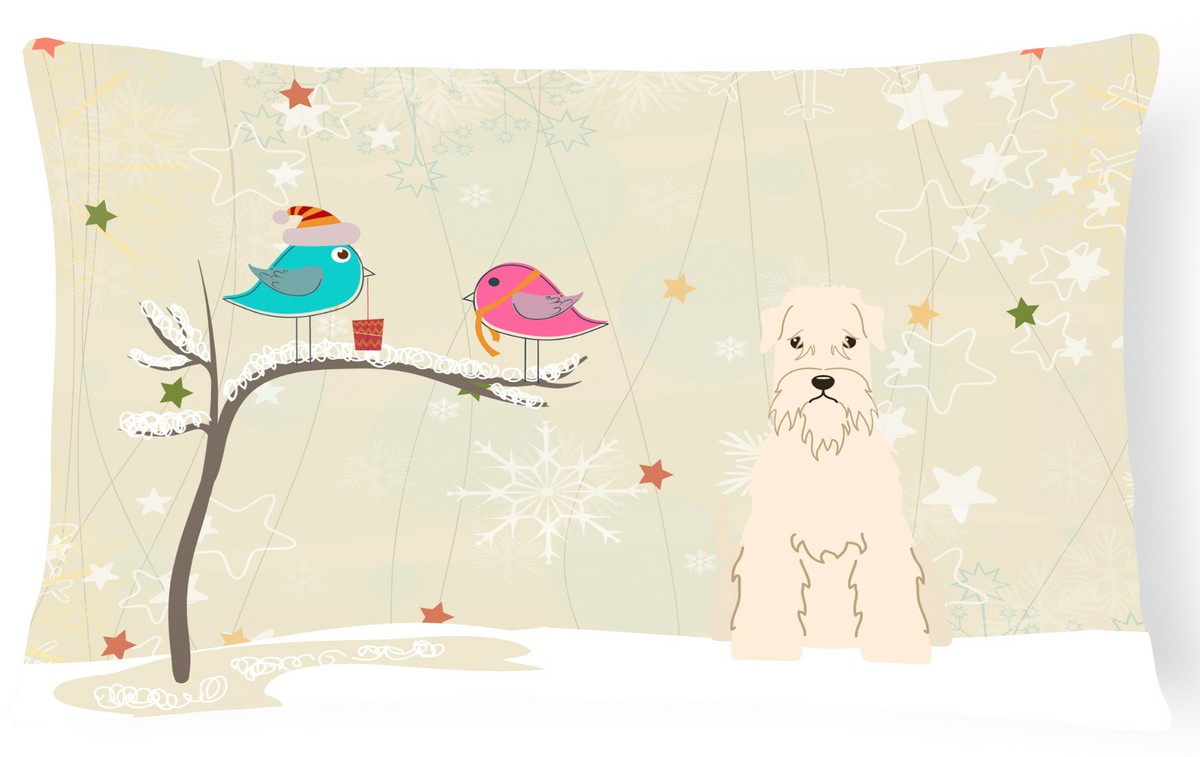 Christmas Presents Between Friends Soft Coated Wheaten Terrier Canvas Fabric Decorative Pillow