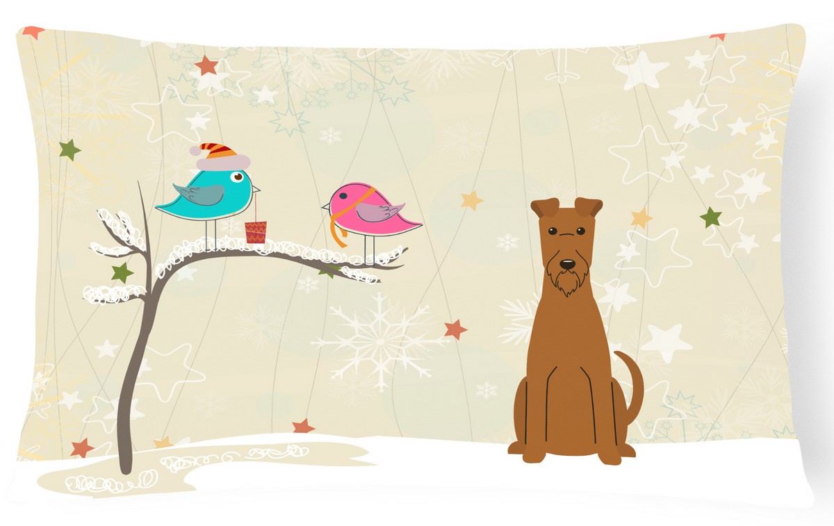 Christmas Presents Between Friends Irish Terrier Canvas Fabric Decorative Pillow